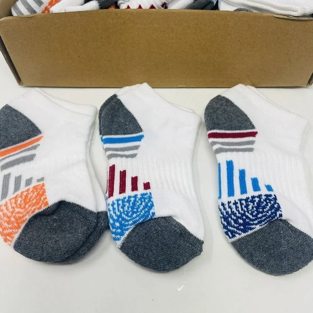 Ecoey Toddler Boys Small 6-10.5 No Show Cushioned Athletic Running Socks 12 Pack